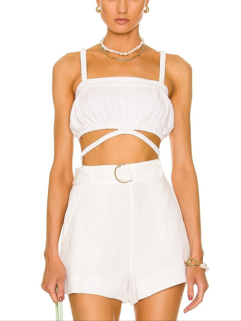 Jonathan Simkhai Standard Clay Crop Top – NWT – Size XL – Linen Blend Strappy